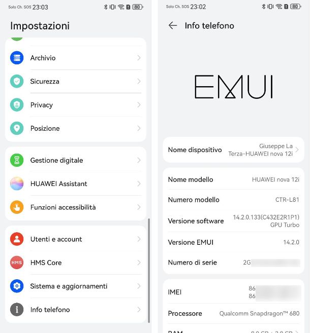 Come vedere modello cellulare Huawei