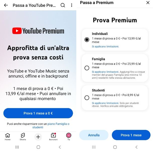 Come togliere le pubblicit&agrave; da YouTube Android