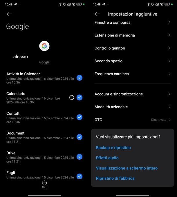 Sincronizzazione account Google Xiaomi