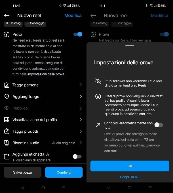 Come fare un Reel di prova su Instagram