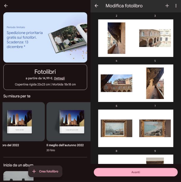 creazione fotolibro da app Google Foto