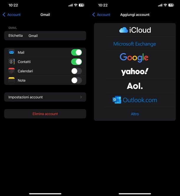 Impostare Gmail su Mail iPhone