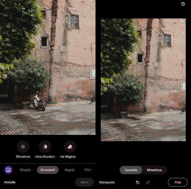 cancellazione oggetti con app Foto