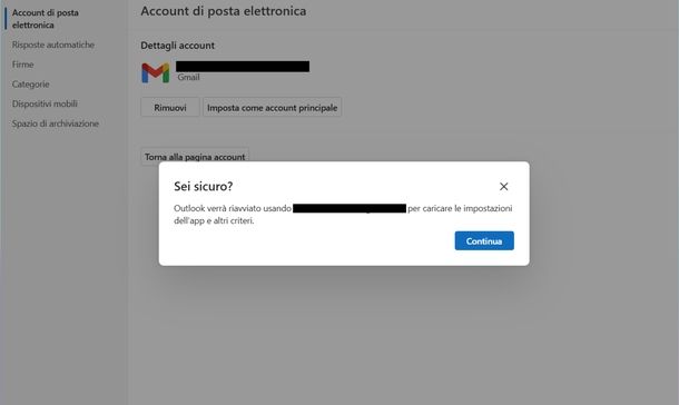Impostare indirizzo Gmail come predefinito Outlook new Windows