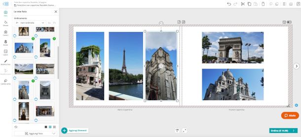 interfaccia di editing sito PhotoSì