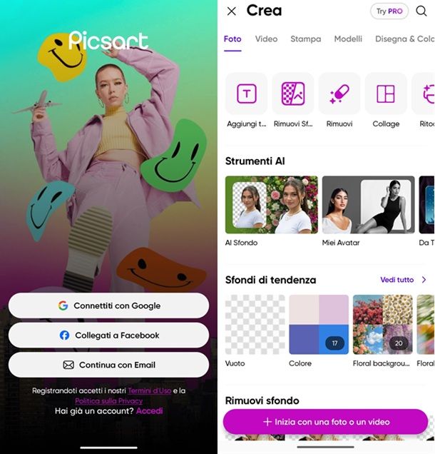 Picsart Rimozione sfondo