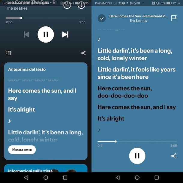 Mettere testo Spotify su Android