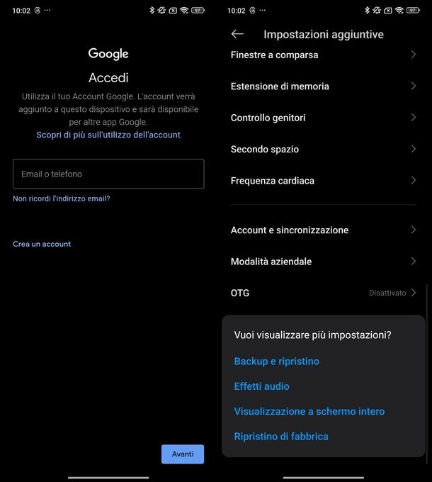 Configurare account Gmail Android