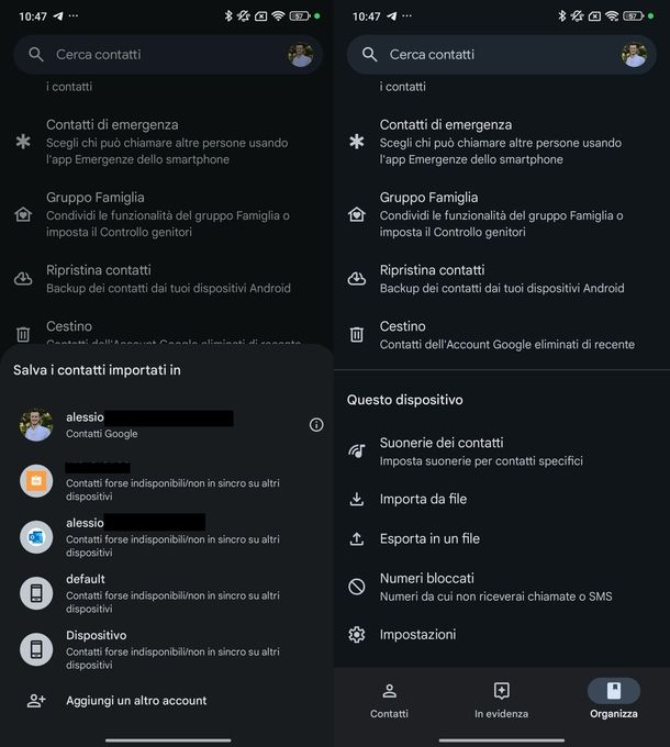 Contatti Google Android