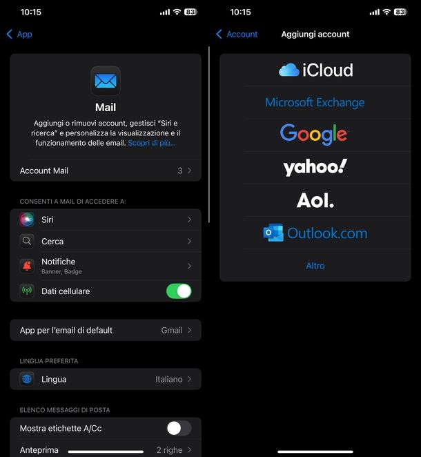 Configurare account Gmail iPhone