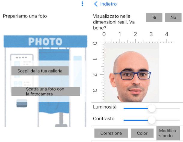 schermate app Fototessera