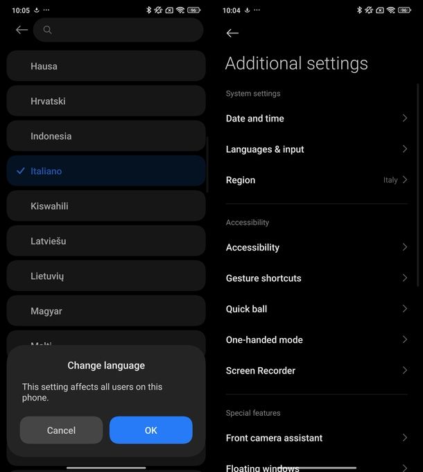 Impostare Gmail in italiano Android