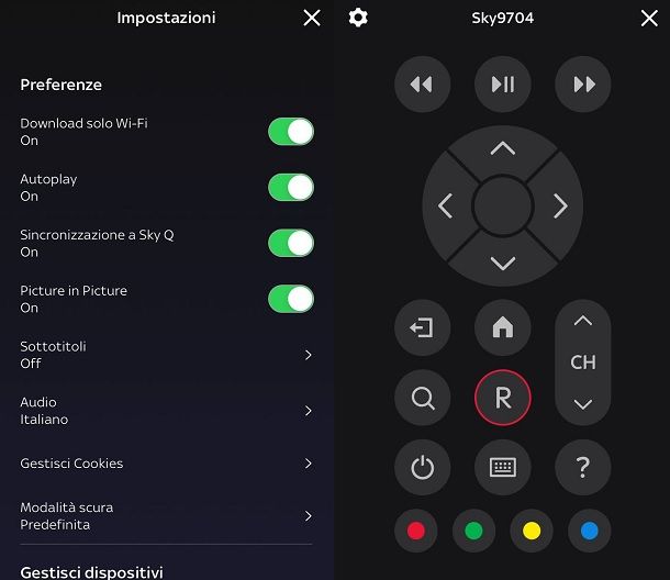 Come usare il telefono come telecomando Sky Q