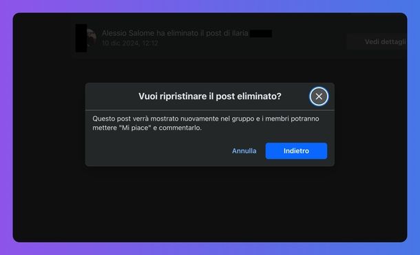 Recuperare post gruppo Facebook