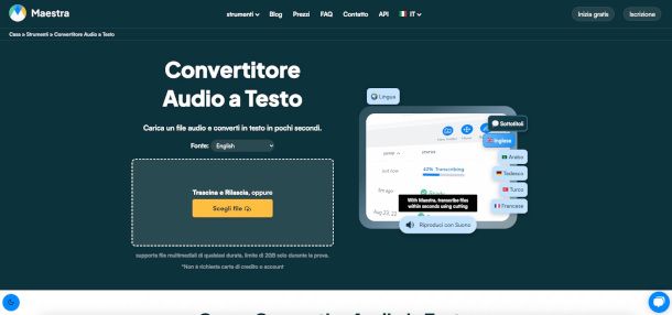 interfaccia Web app Maestra
