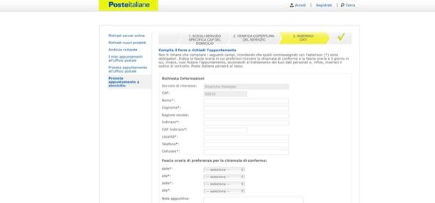 modulo online per ricarica Postepay a domicilio