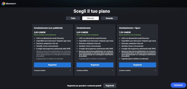 registrazione a Discovery plus da Web