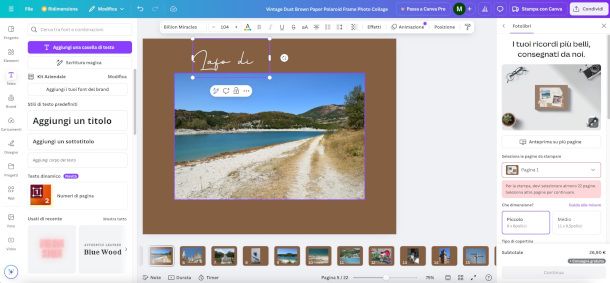composizione fotolibro su Canva