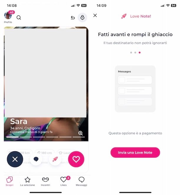 Vedere profili su Meetic