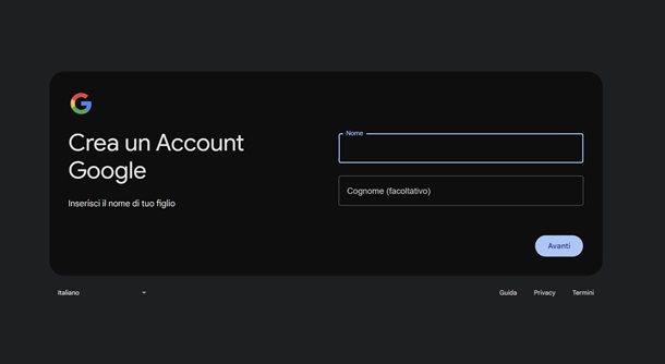 account google figlio