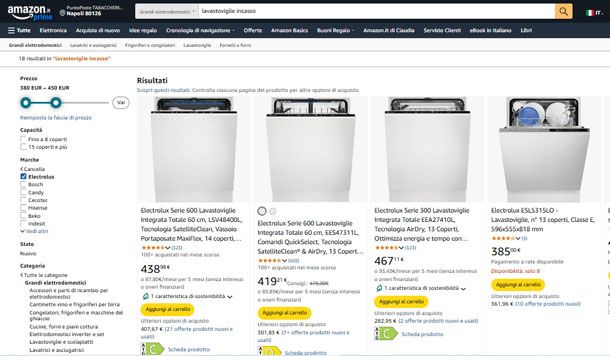 Lavastoviglie da incasso su Amazon