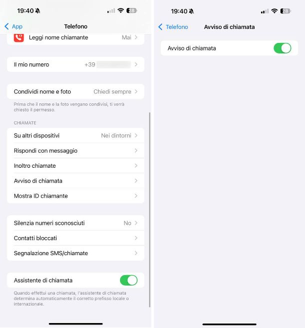 Come attivare avviso di chiamata iPhone