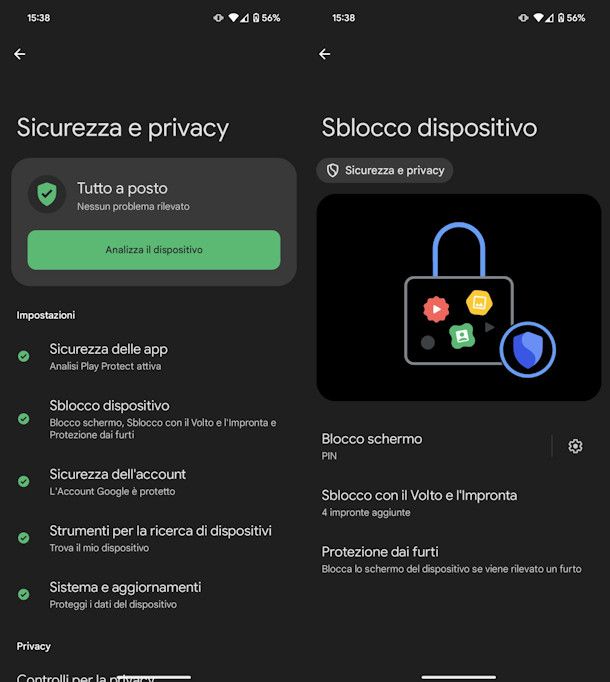 Usare un metodo di sblocco sicuro