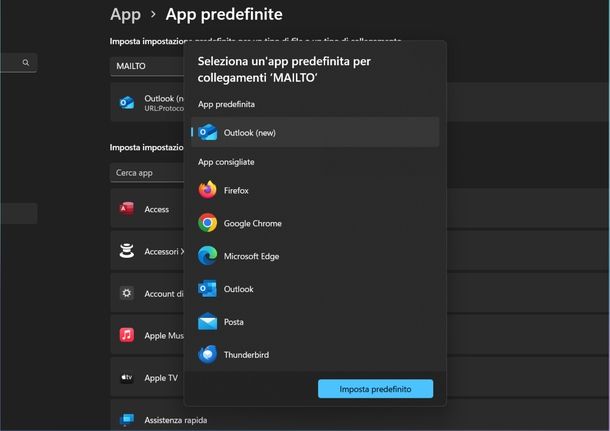 Impostare Gmail come predefinito Windows