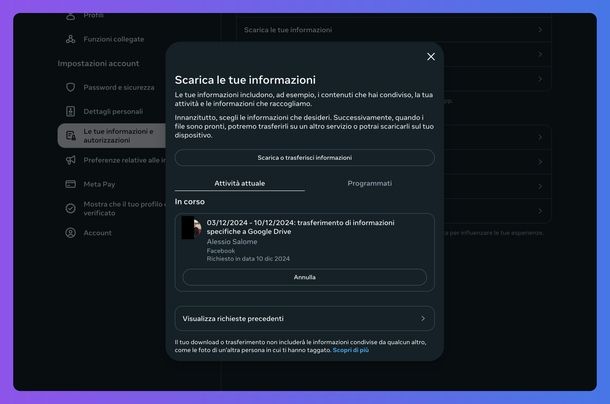 Recuperare vecchi post Facebook Google Drive
