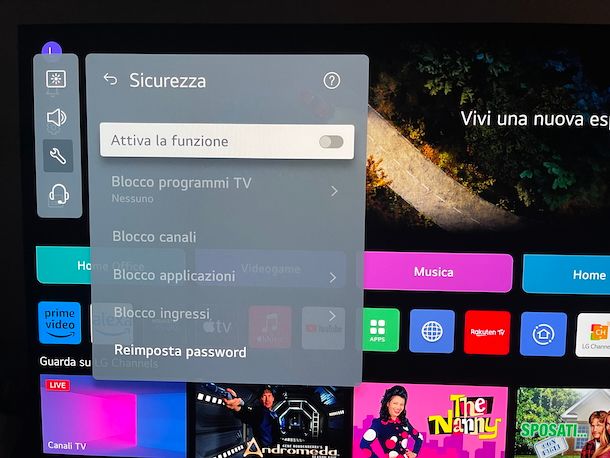 Blocco sicurezza Smart TV LG