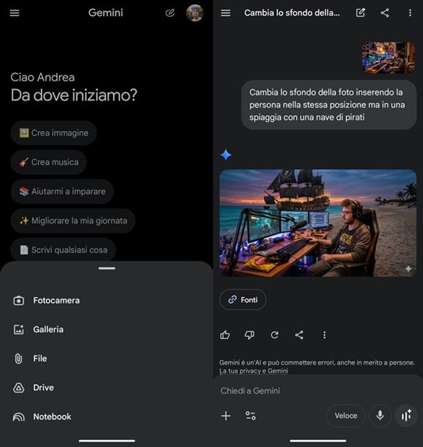 Come cambiare sfondo alle foto Android Gemini