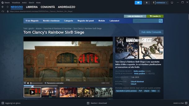 Rainbow Six Siege su Steam 