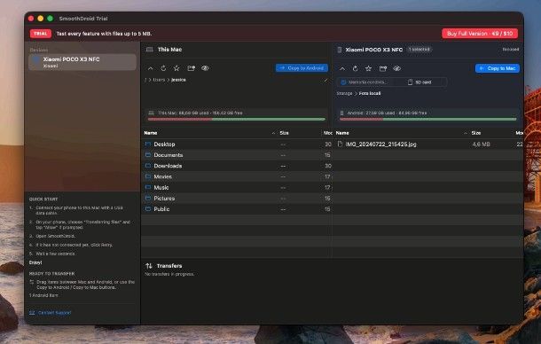 Come trasferire file da Android a Mac