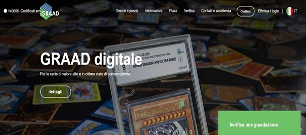 La homepage del sito GRAAD per valutare le carte dei Pokémon