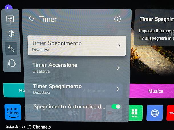 Disattivazione timer spegnimento Smart TV LG