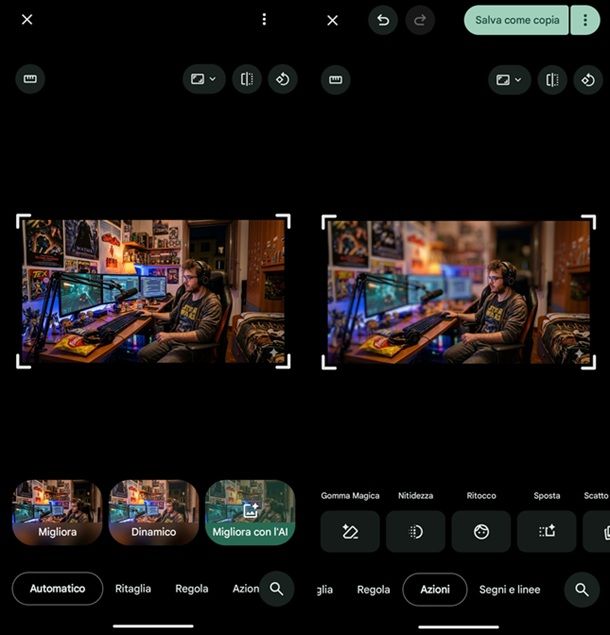 Google Foto modifica foto Android