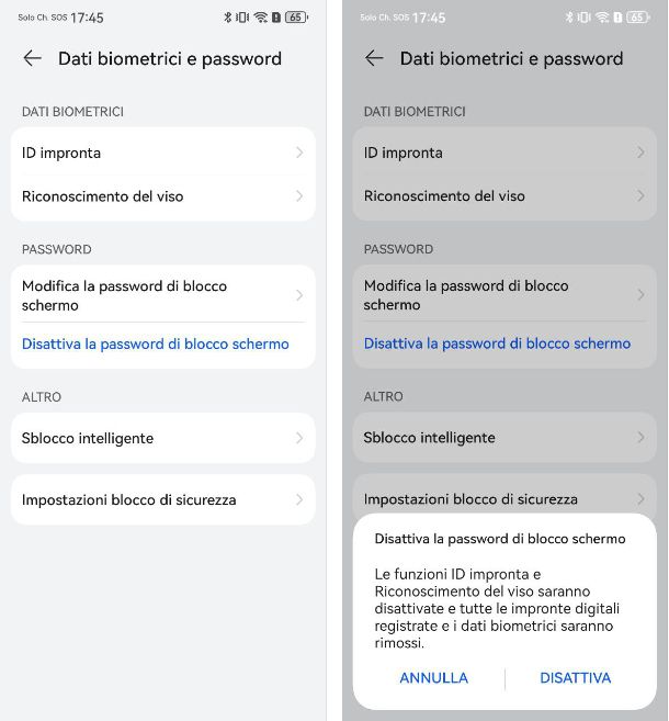 Come eliminare il PIN blocco schermo dal telefono Huawei