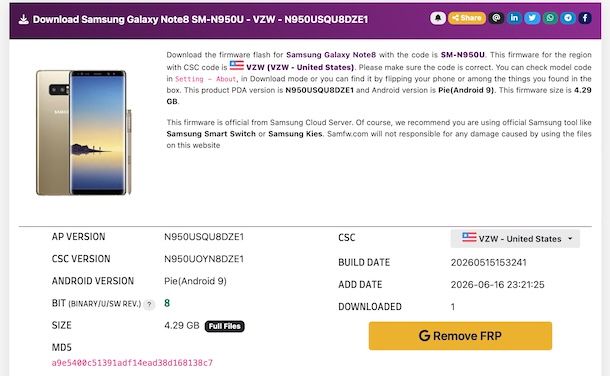 Archivio firmware Samsung
