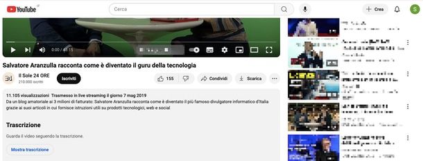 come trascrivere un video YouTube funzione Visualizza Trascrizione