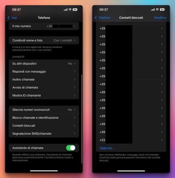 Bloccare numeri in rubrica iPhone