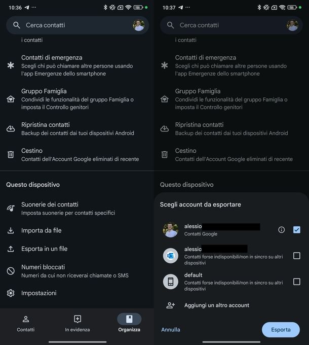 Contatti Google Android
