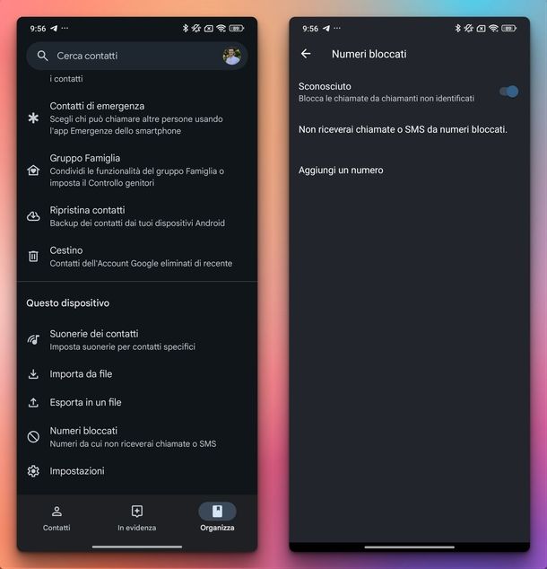 Bloccare numeri non in rubrica Android