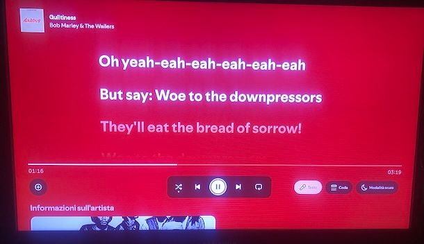 Mettere testo Spotify su TV