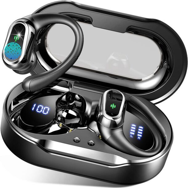 N NEWTOP Cuffie AB21 Auricolari Bluetooth V5.3 Universali LED Stereo