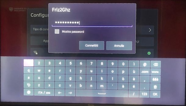 Inserire password rete Wi-Fi su TV Hisense
