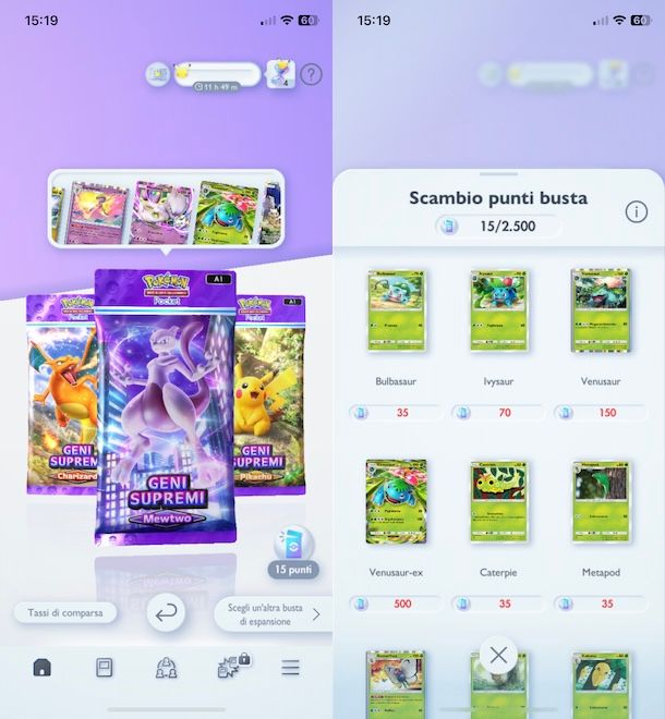 Punti busta su Pokémon Pocket