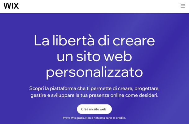 Wix Home page