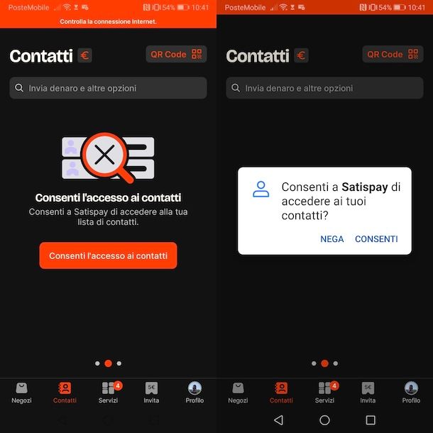 Aggiungere contatti Satispay