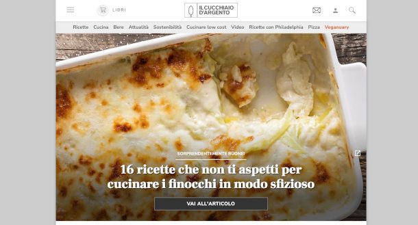 home page sito Cucchiaio d'Argento