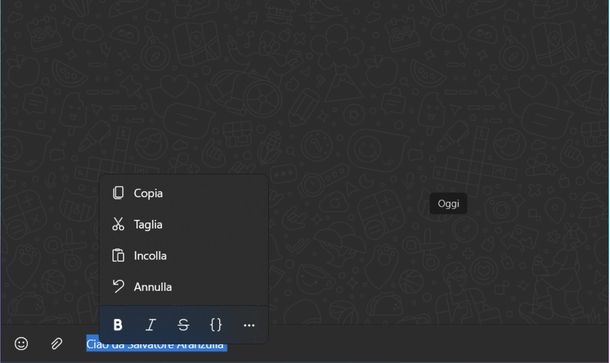 Scrivere barrato WhatsApp Windows